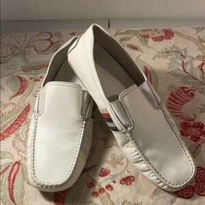 Tod's Gommini White Slip-On Driving Loafers Side Suede Stripes Moccasin Unisex